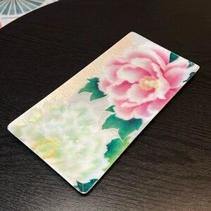 Japanese Cloisonne Art Enamel on Copper Rectangular Tray Cherry Blossom Design